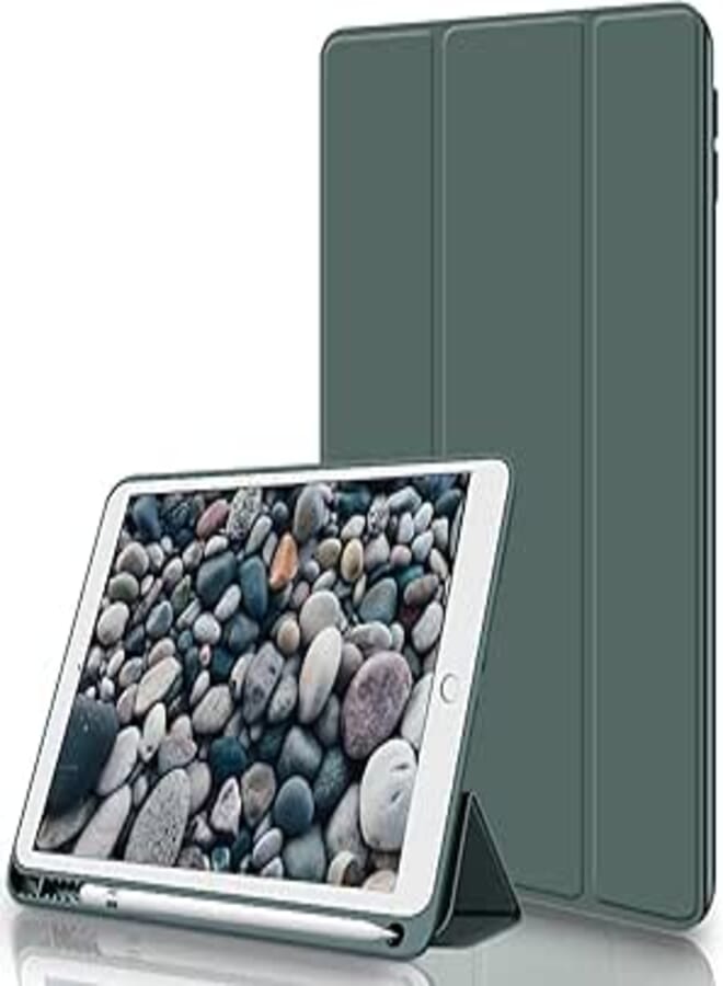 Aoub iPad 5th/6th Generation 9.7 Case 2018/2017 with Pencil Holder, Thin Lightweight Smart Protective Stand Cover, Auto Wake Up/Sleep for iPad 9.7 Inch Model A1822/A1823/A1893/A1954, Dark Green